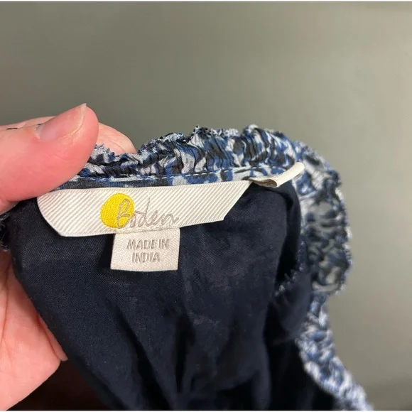 Boden Blue Print Ruffle Open Back Mini Dress - Picture 7 of 11